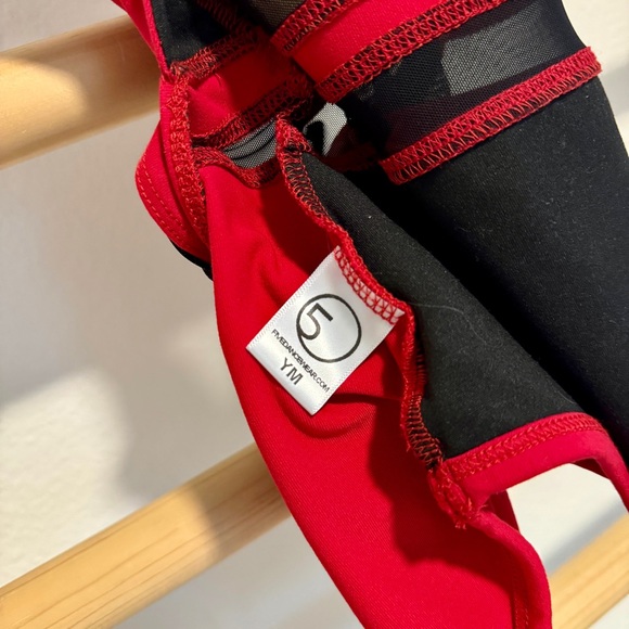 FIVE Dancewear Leotard Red with Black accent Geo YM - Picture 9 of 10